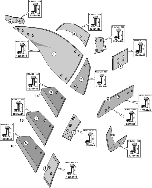 Explosionszeichnung Överum Pflugkörper Typ XL